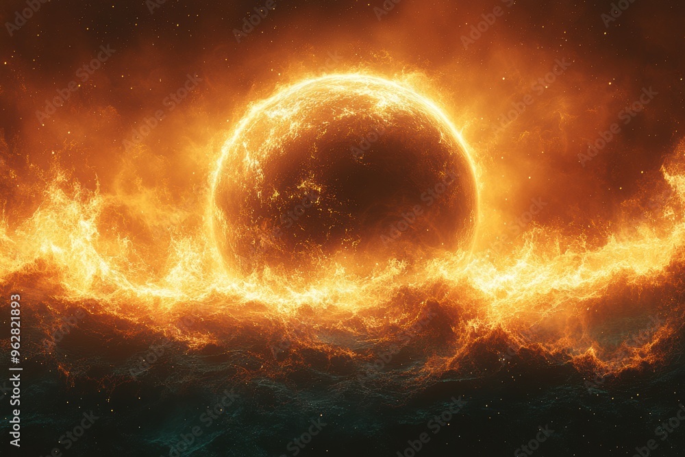 Clean Design of Planet with Heatwaves and Space for Text Clean Design of Planet with Heatwaves and Space for Text