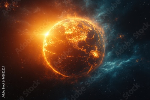 Wallpaper Mural Clean Design of Planet with Heatwaves and Space for Text Torontodigital.ca