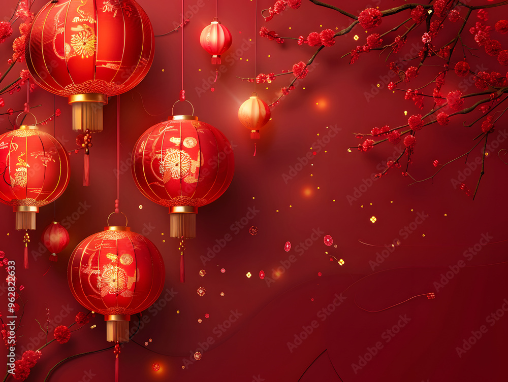 Colorful illustration with attributes of Chinese New Year celebration. Neural network AI generated art Colorful illustration with attributes of Chinese New Year celebration. Neural network AI generated art