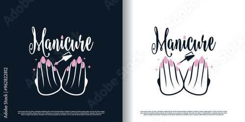 Nail polish logo with creative concept for beauty women premium vector