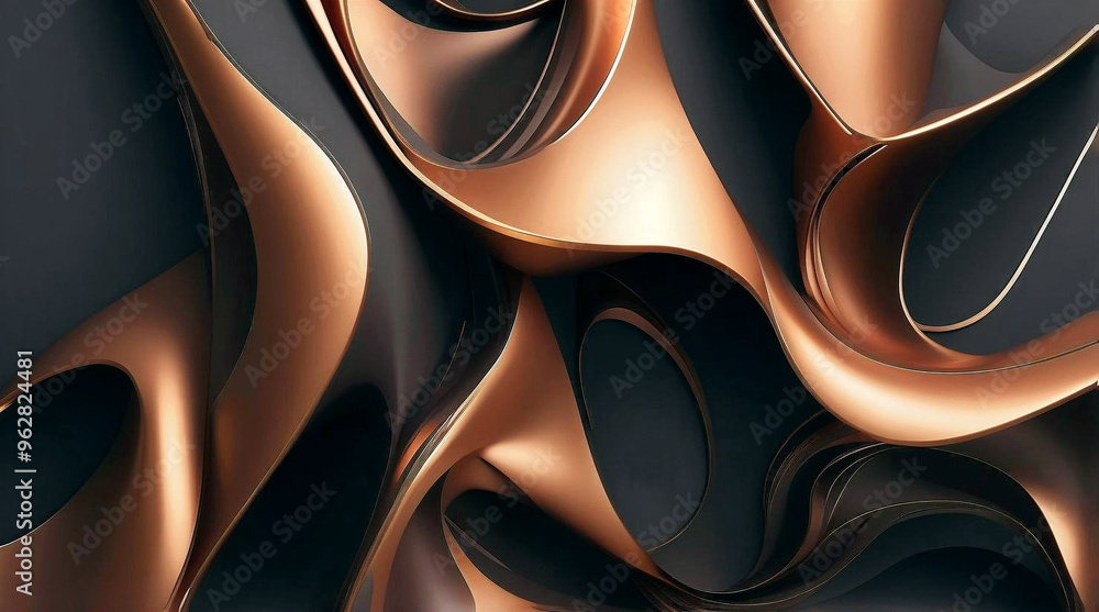 Modern abstract aesthetic 3d background design, autumn, isolated on black, art wallpaper, template,