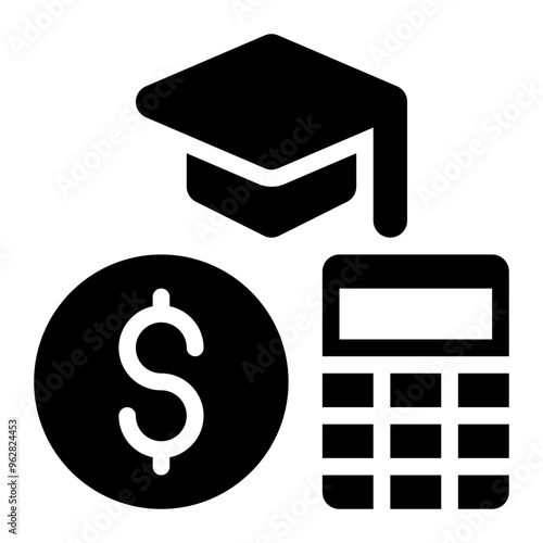 accounting, financial, finance, bachelor, university, education solid or glyph icon