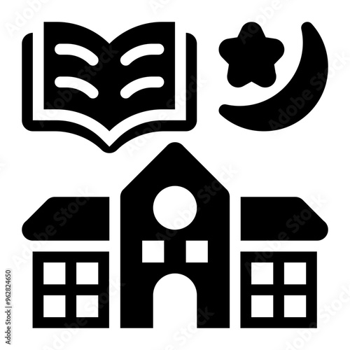 boarding school, night school, education, school, university, college, boarding solid or glyph icon