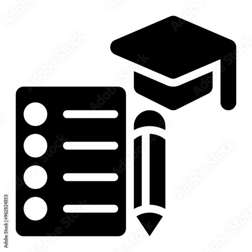 curriculum, education, university, learning, course, notes, syllabus solid or glyph icon