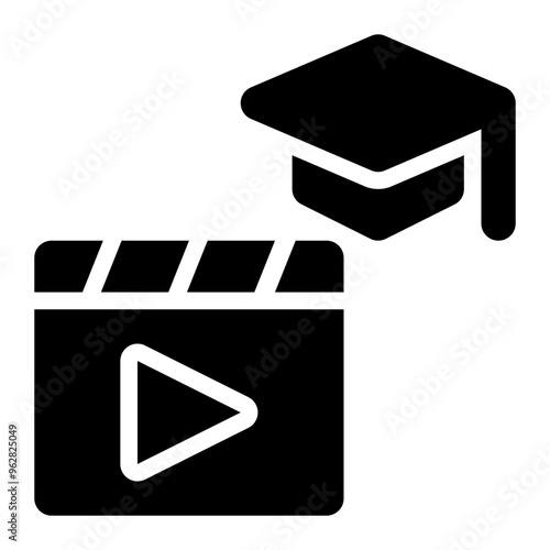 educational movie, film school, film, movie, education, cinema solid or glyph icon