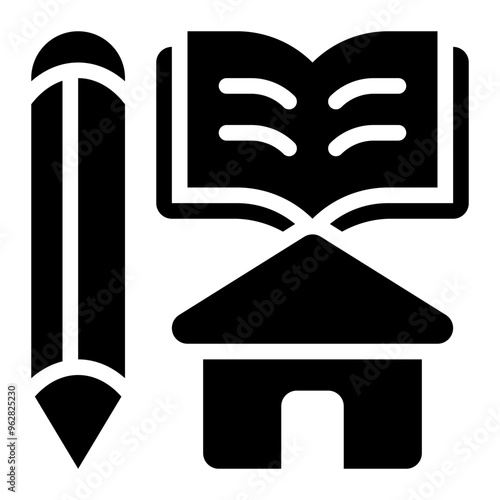 homeschooling, home education, home school, private, education, learning solid or glyph icon