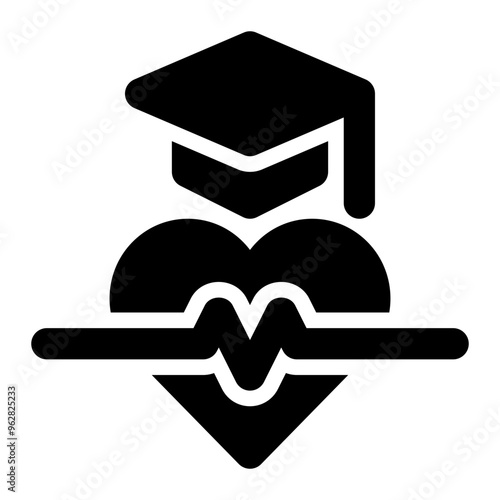 healthcare, medical, cardiologist, heart specialist, education, university, medical degree solid or glyph icon