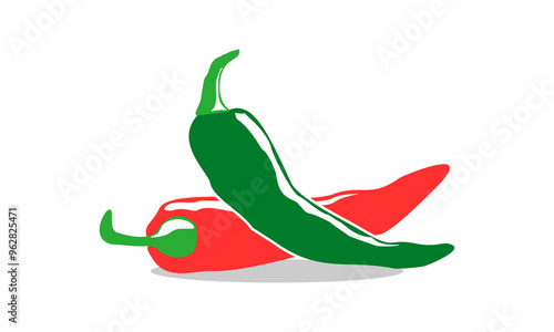 Red and green chili illustration design vector