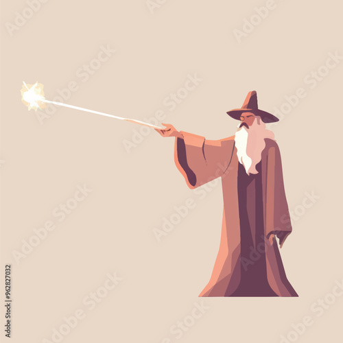 Wizard casting magical spell