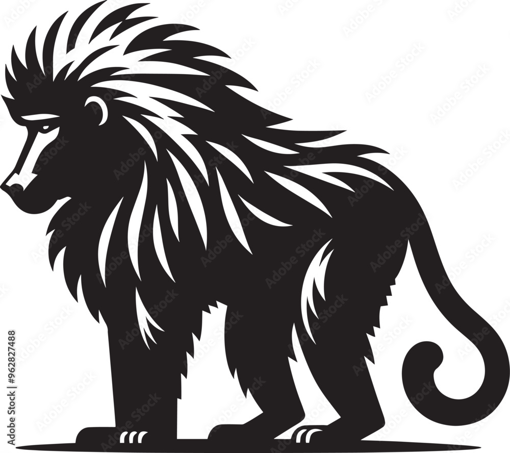 Fototapeta premium Baboon Monkey animal Silhouette isolated on white background
