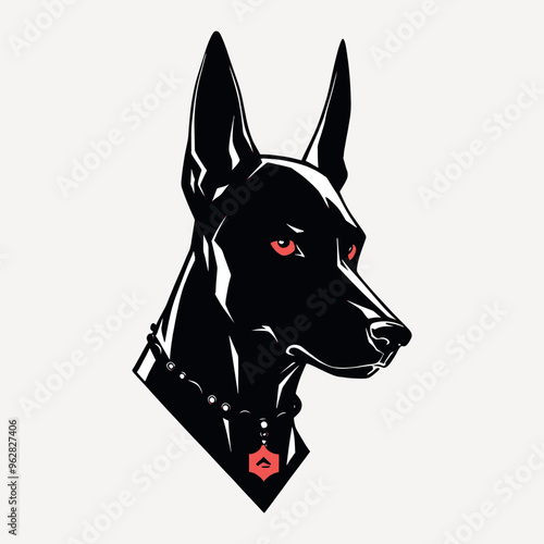 Stylized Doberman dog head illustration