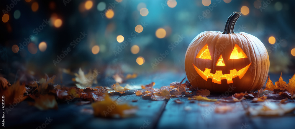 Happy Halloween banner or party invitation background with clouds, bats and pumpkins in paper cut style. Vector illustration. Full moon in orange sky, spiders web and witch cauldron. Place for text Happy Halloween banner or party invitation background with clouds, bats and pumpkins in paper cut style. Vector illustration. Full moon in orange sky, spiders web and witch cauldron. Place for text