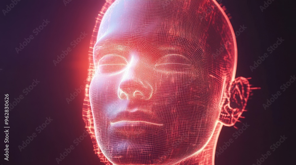3D hologram of a human head 3D hologram of a human head