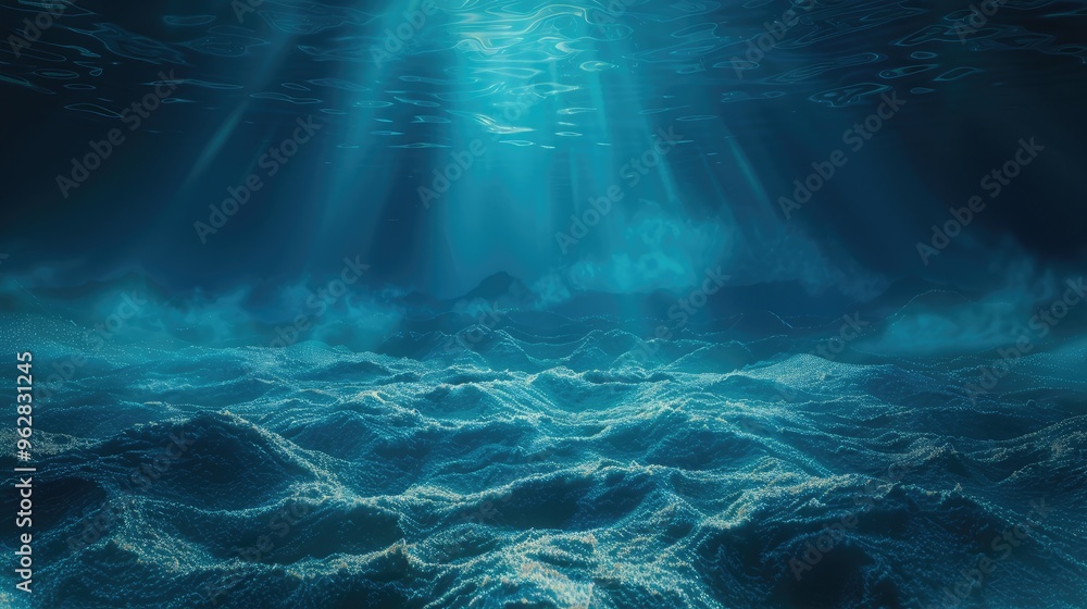 Blue Ocean Background with Sandy Seafloor Blue Ocean Background with Sandy Seafloor