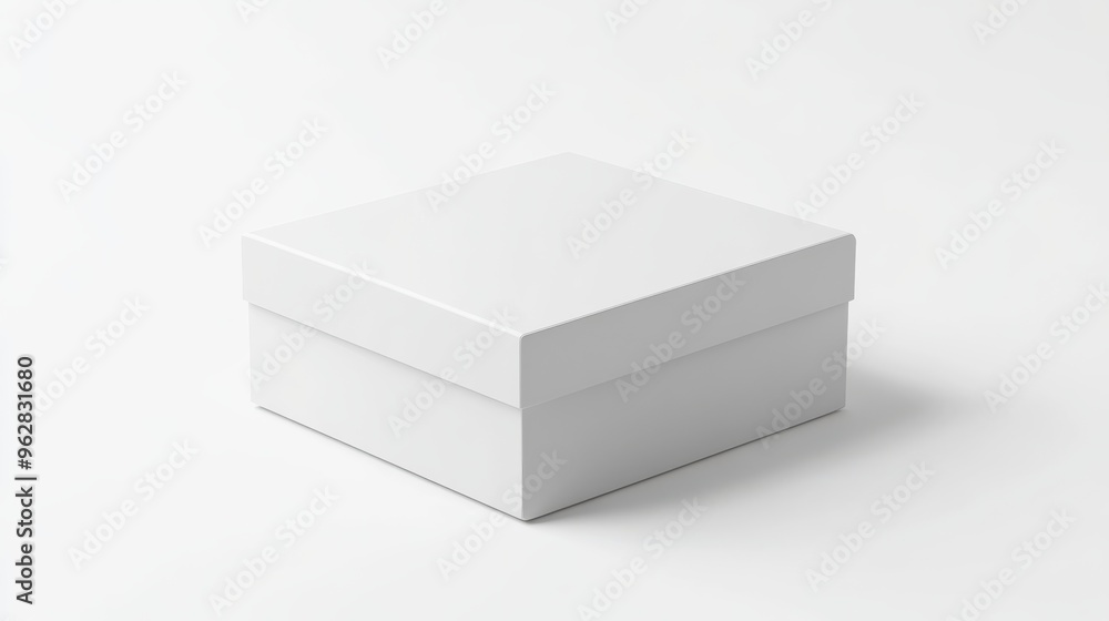 Detailed 3D rendering of a white box with a matte finish, isolated on a bright white background Detailed 3D rendering of a white box with a matte finish, isolated on a bright white background