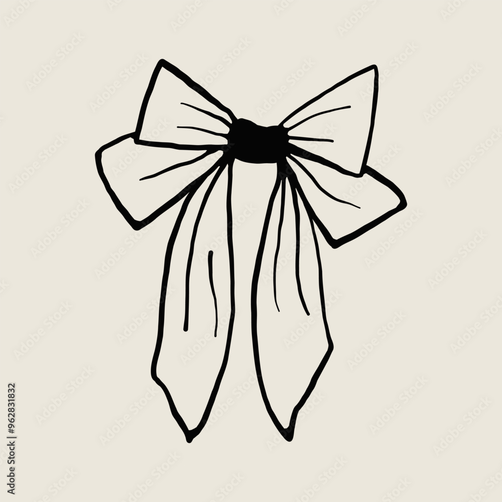 Elegant Hand-Drawn Bow Illustration in Black and White Elegant Hand-Drawn Bow Illustration in Black and White