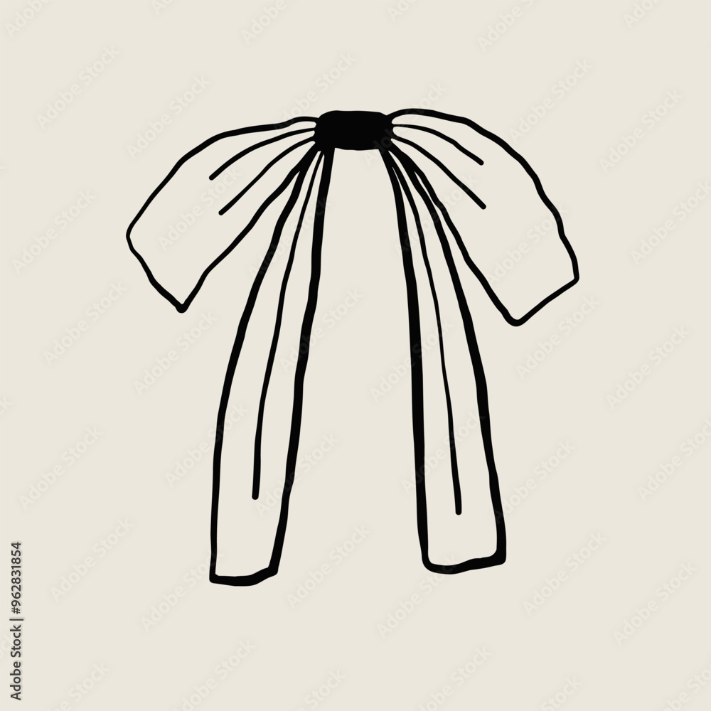 Elegant Hand-Drawn Bow Illustration on Neutral Background Elegant Hand-Drawn Bow Illustration on Neutral Background