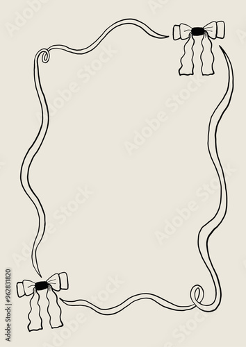 Elegant Border Design with Ribbons and Bows Illustration