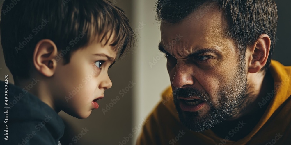 A father and son arguing intensely. A father and son arguing intensely.