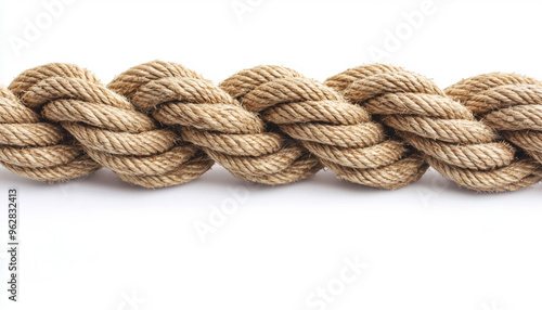 A close-up of a twisted rope, showcasing its texture and natural fibers, often used in various applications.