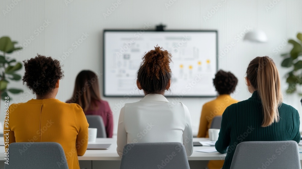 Dynamic Diverse Team in Video Conference Meeting with Whiteboard Strategic Plans, Modern Corporate Collaboration Concept. Dynamic Diverse Team in Video Conference Meeting with Whiteboard Strategic Plans, Modern Corporate Collaboration Concept.