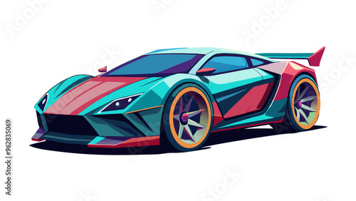 Modern Sports Car Design Vector Illustration.Colorful Sports car Isolated on White Background