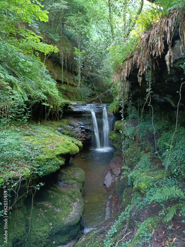Waterfalls in the river Yera flowing through the mountains of the Pas valley.