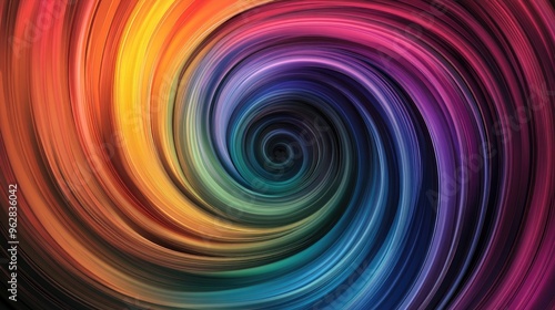 Abstract rainbow spiral circle in a vibrant vector illustration, with dreamlike colors swirling in a surreal, dynamic composition