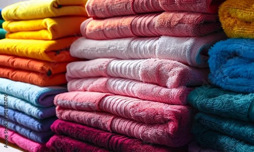 Stack of colorful towels, Video photo