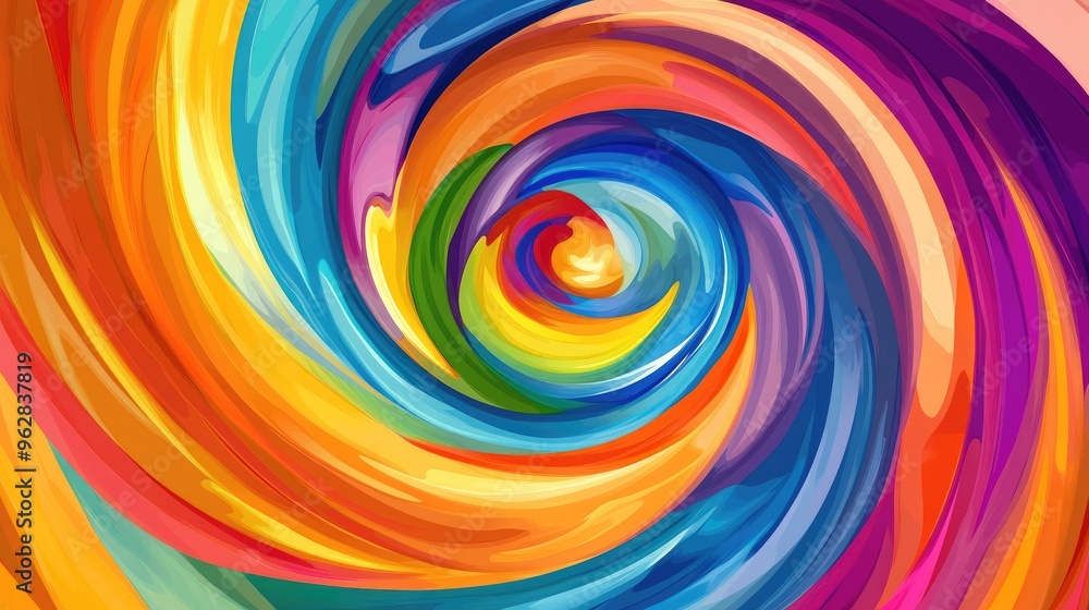 Dreamlike vector illustration of a rainbow spiral circle, with abstract swirls of vibrant colors, forming a mesmerizing backdrop Dreamlike vector illustration of a rainbow spiral circle, with abstract swirls of vibrant colors, forming a mesmerizing backdrop