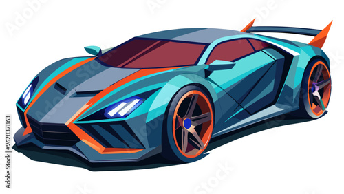 Modern Sports Car Design Vector Illustration.Colorful Sports car Isolated on White Background