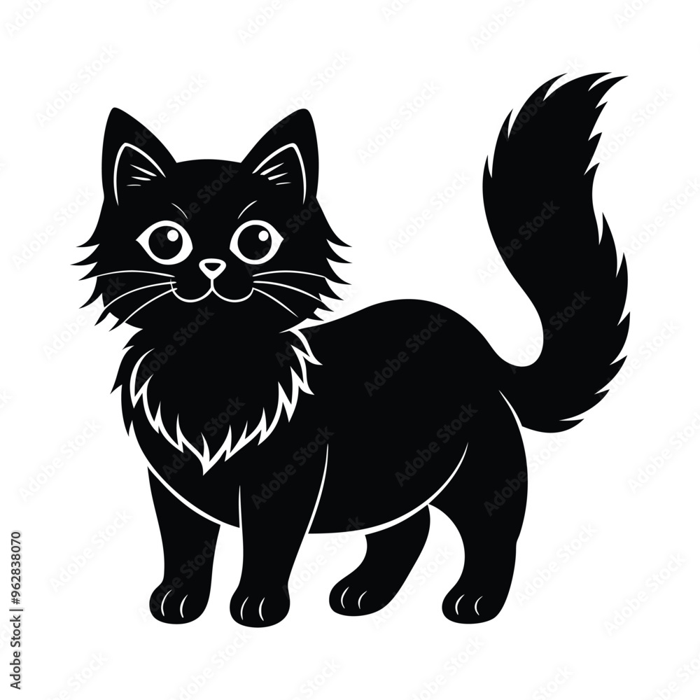 Silhouette of a Playful Persian Cat Silhouette of a Playful Persian Cat