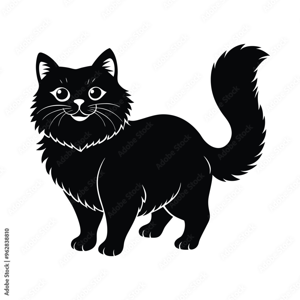 Silhouette of a Playful Persian Cat Silhouette of a Playful Persian Cat