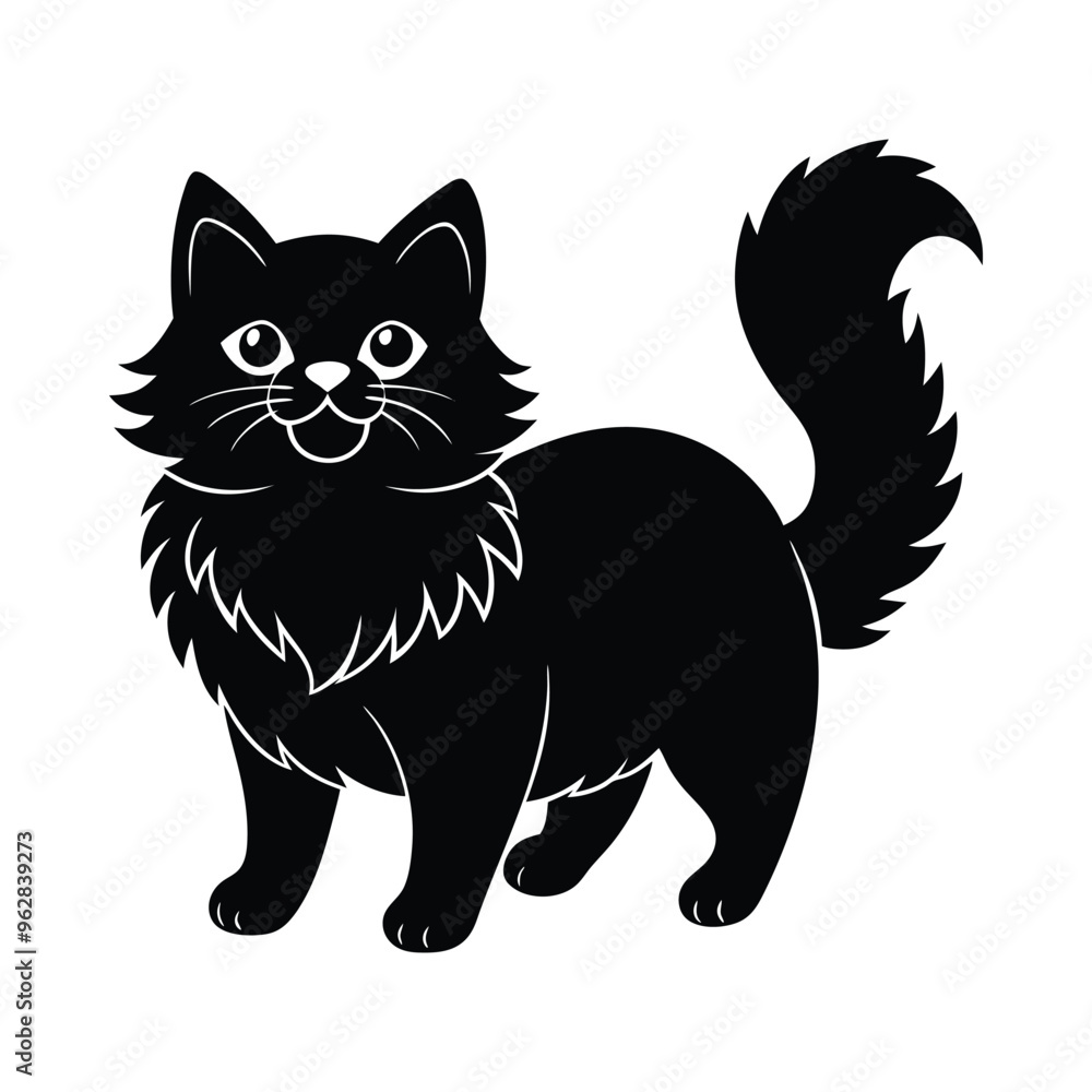 Silhouette of a Playful Persian Cat Silhouette of a Playful Persian Cat