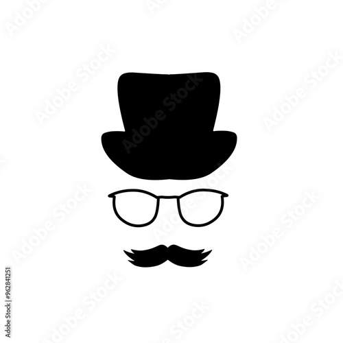 face with mustache and hat