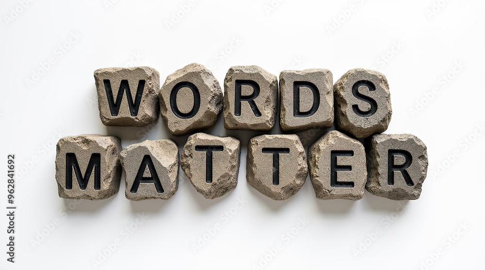 Obraz premium Words matter concept with letters on carved rock background