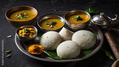 Indian Breakfast , idli with sambhar and indian tea ,morning style breakfast , indian idli ,idli with chuney