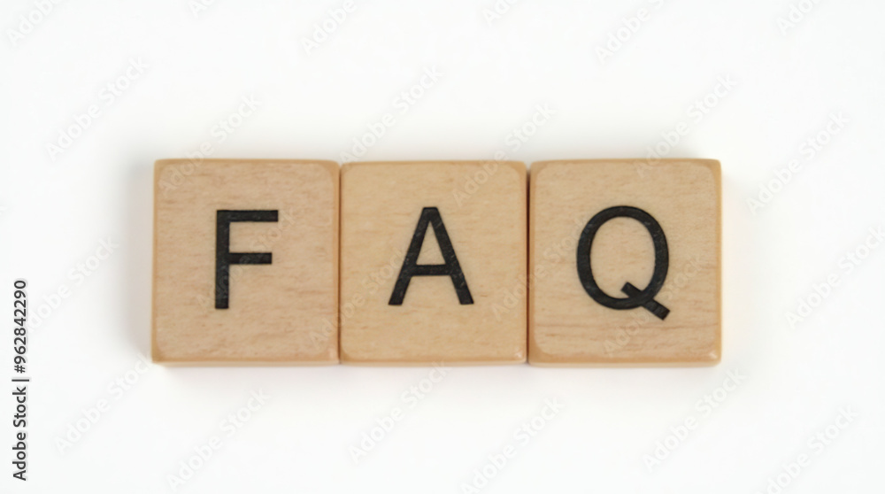 Wooden blocks spelling FAQ on a white background Wooden blocks spelling FAQ on a white background
