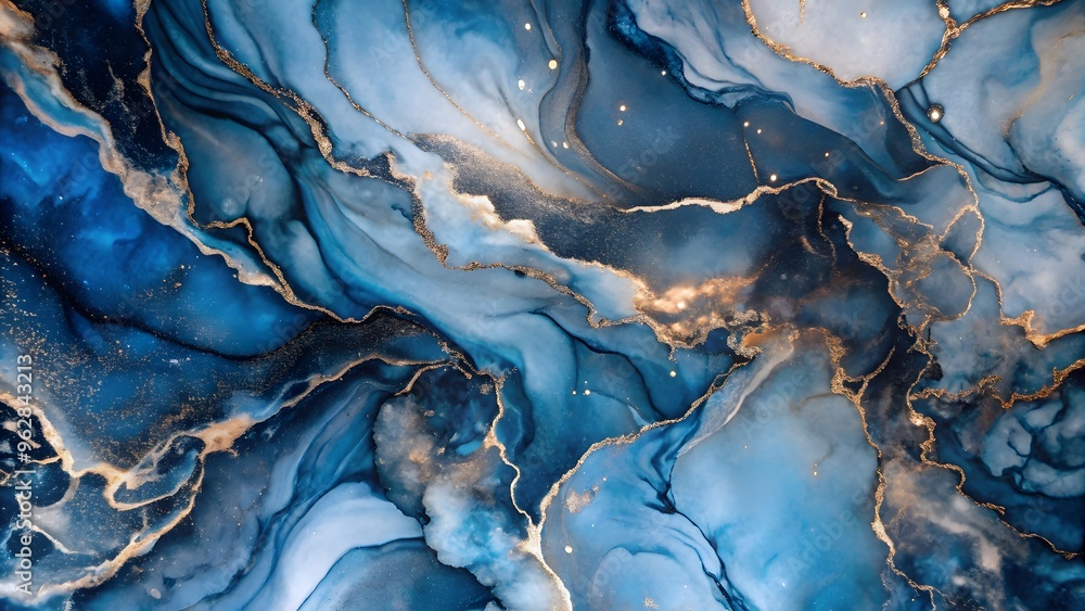 Fototapeta premium Alcohol ink colors are translucent. Abstract multicolored marble texture background. Design wrapping paper, and wallpaper. Mixing acrylic paints. Modern fluid art.