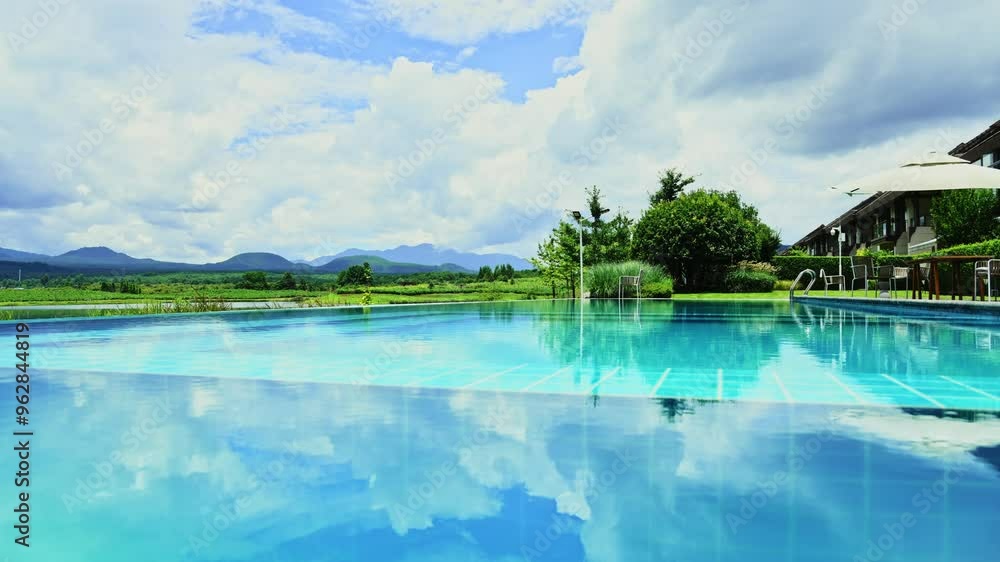 Time lapse of empty swimming pool at cloudy day Time lapse of empty swimming pool at cloudy day