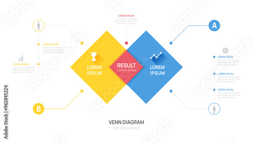 Infographic geometric Venn diagram chart template for business presentation with venn diagram elements vector illustration.