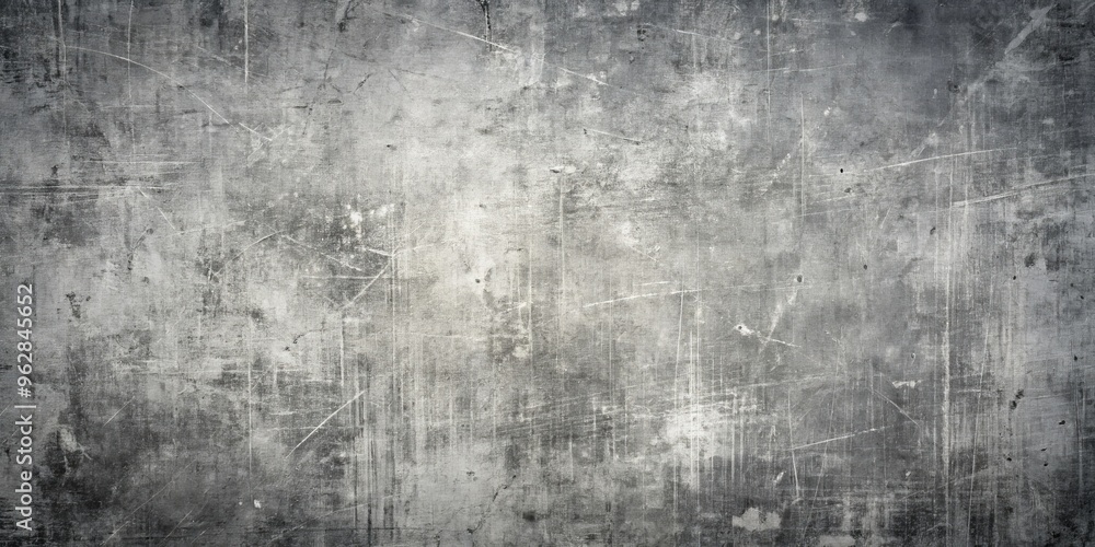 Obraz premium Scratched and Worn Metal Surface A Gray Texture with White Lines, Metal, Surface, Texture