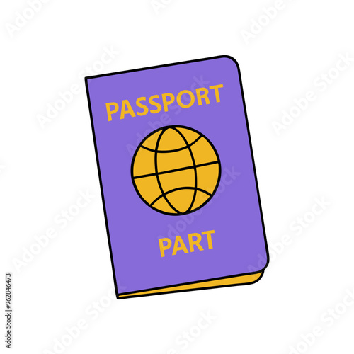 Purple Passport with Golden Globe: Symbol of International Travel