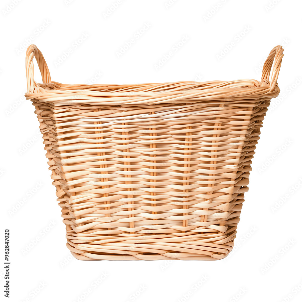 Fototapeta premium A beautifully crafted wicker basket white background