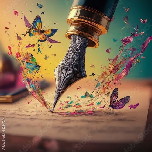 fountain pen with letter