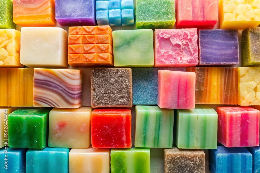 A set of various colored fragrant soap made manually A set of various colored fragrant soap made manually