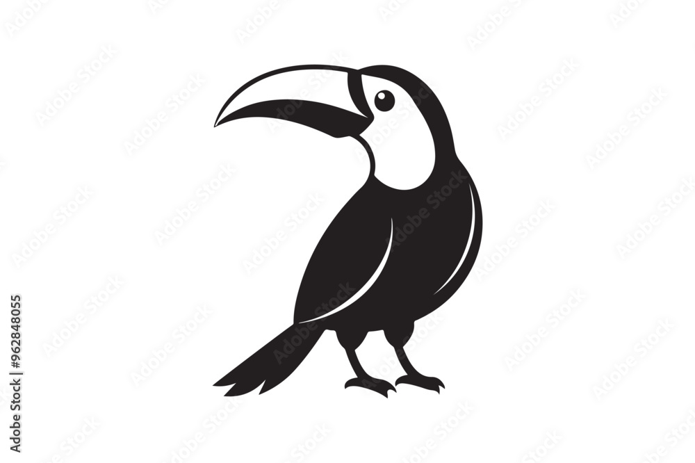 Naklejka premium Toucan silhouette vector illustration, Toucan silhouette vector, Toucan silhouette PNG 