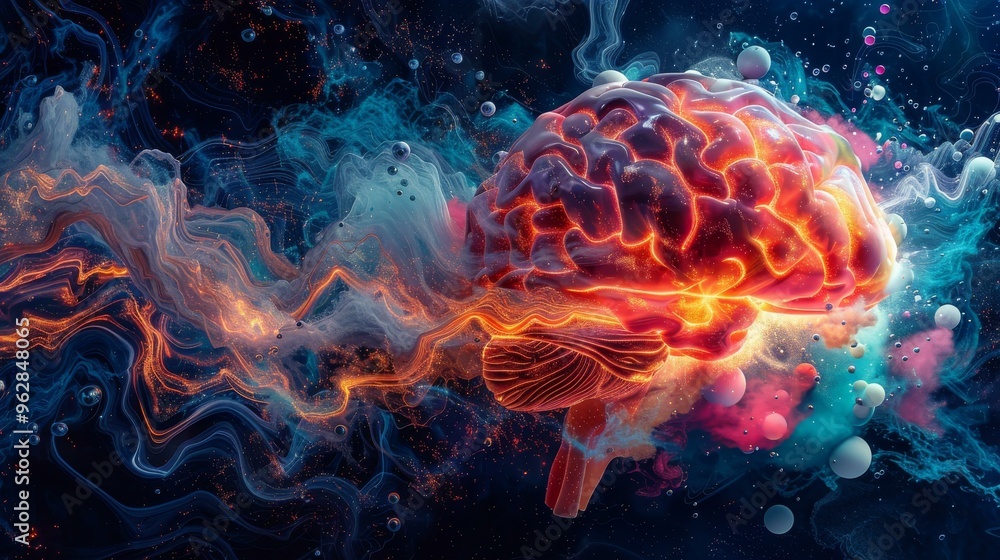 Glowing Human Brain: Abstract Digital Art Glowing Human Brain: Abstract Digital Art