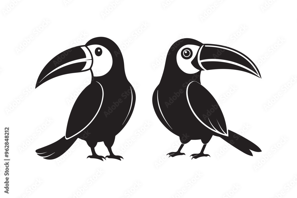 Naklejka premium Toucan silhouette vector illustration, Toucan silhouette vector, Toucan silhouette PNG 