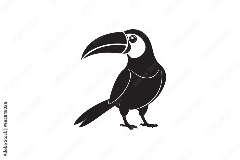 Naklejka premium Toucan silhouette vector illustration, Toucan silhouette vector, Toucan silhouette PNG 